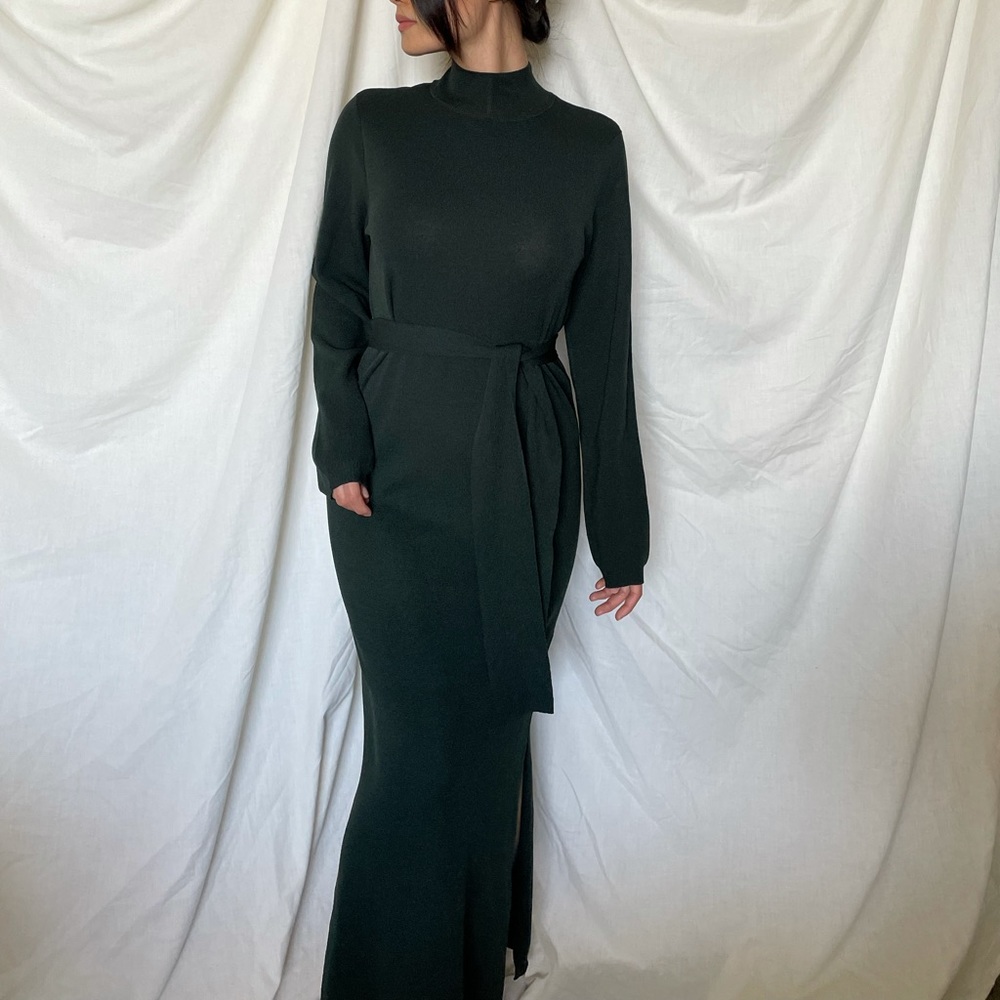 Dynamite Long Sleeved Midi Maxi Forest Green Sweater Dress